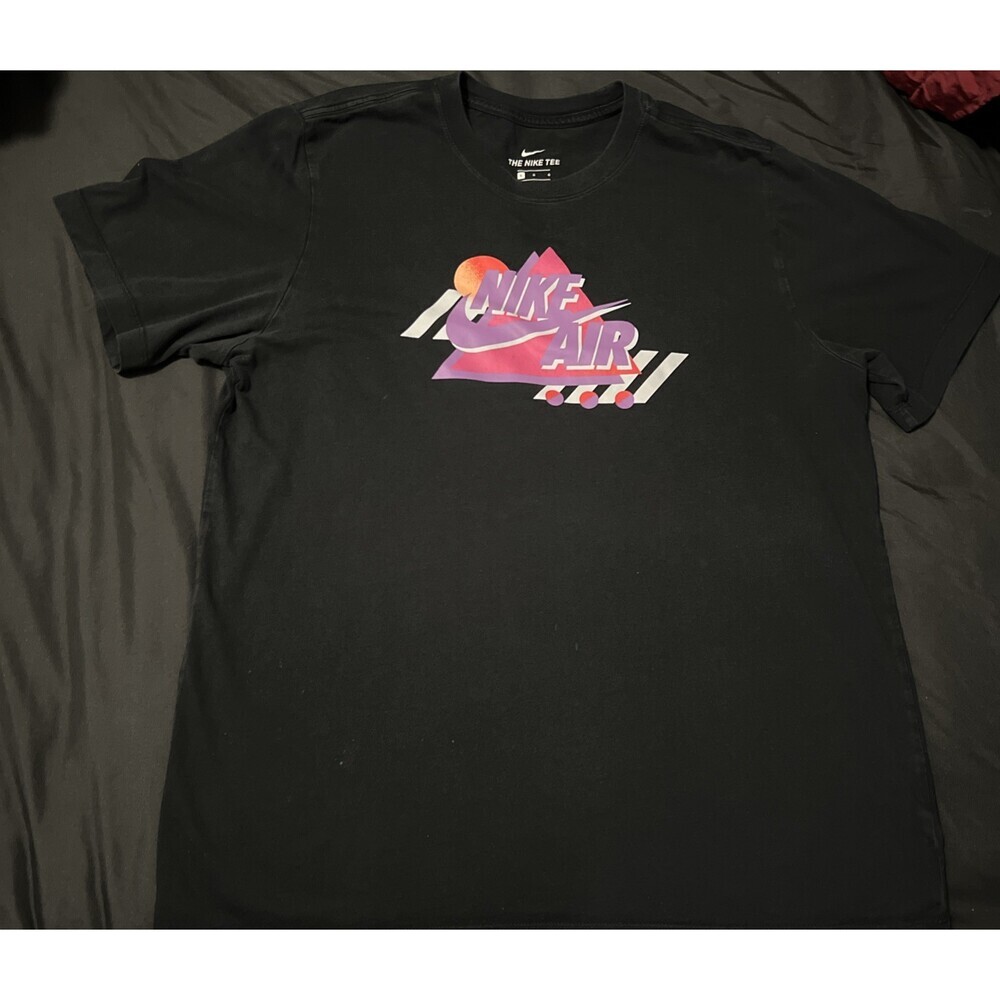Nike Air Retro Multicolor  Logo T-Shirt Black Mens Size Large